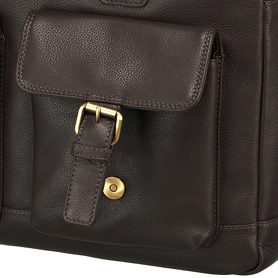 Деловая сумка Dr.Koffer из натуральной кожи темно-коричневая