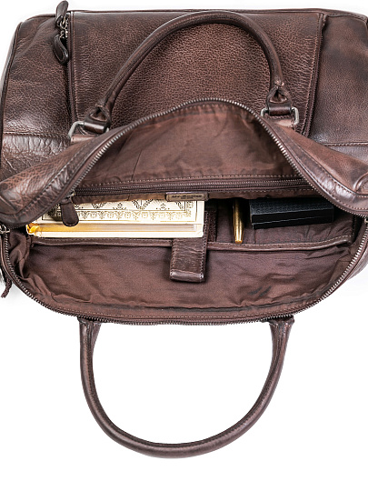 Деловая сумка Dr.Koffer из натуральной кожи темно-коричневая