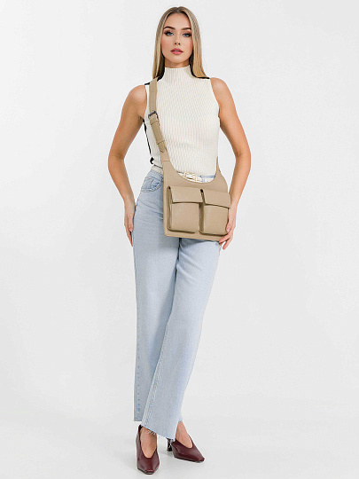 Сумка через плечо Dr.Koffer из натуральной кожи бежевая