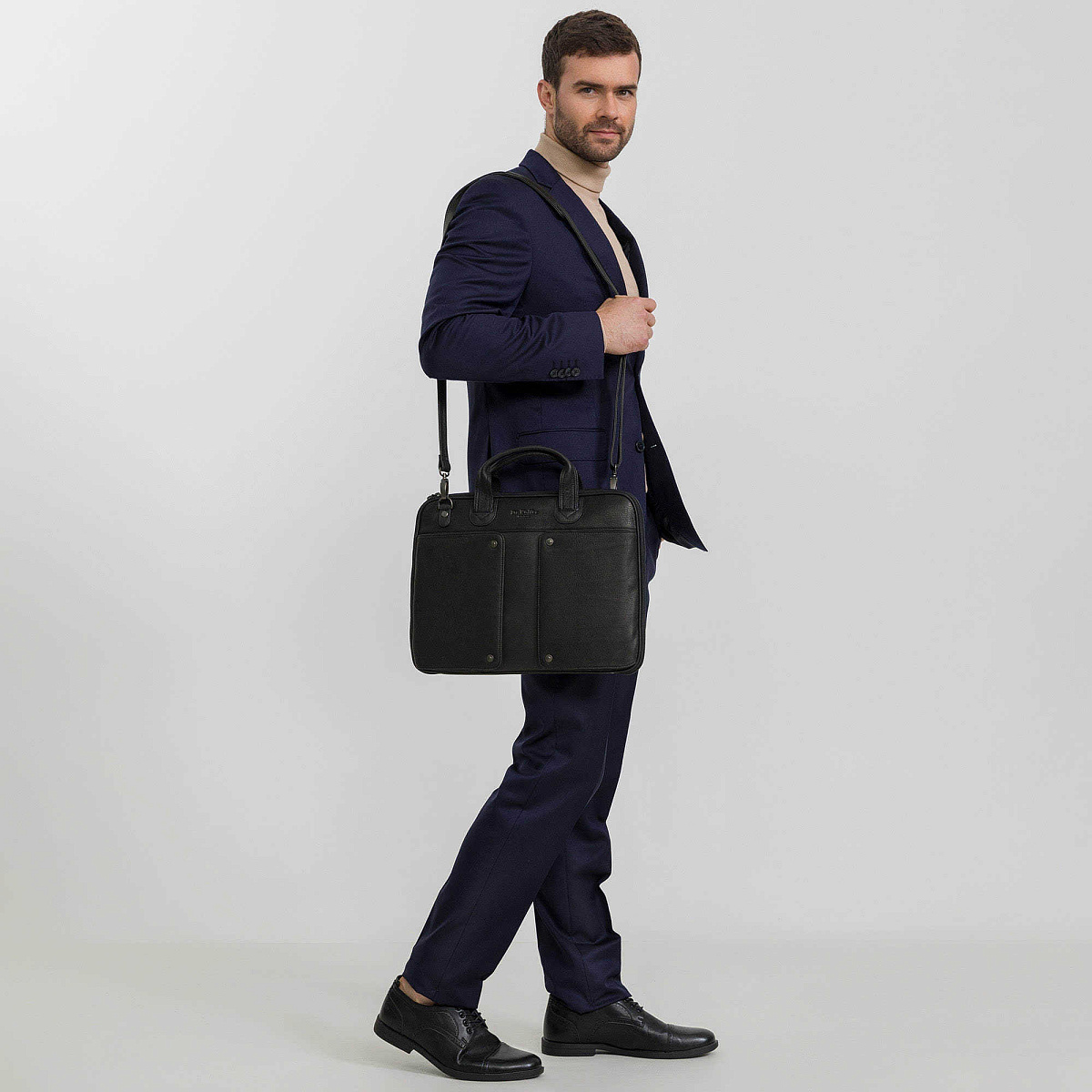 Деловая сумка Dr.Koffer из натуральной кожи черная