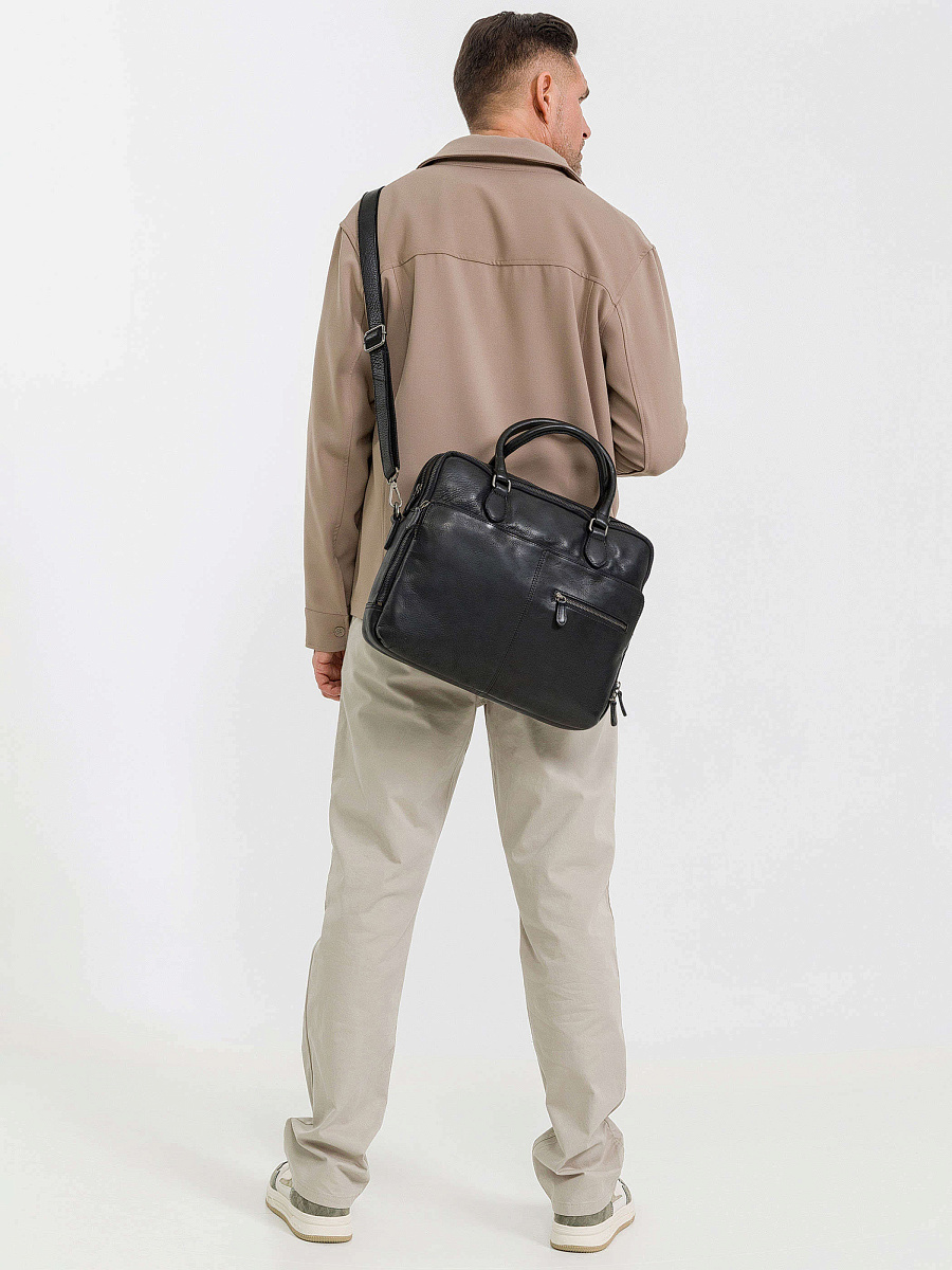 Деловая сумка Dr.Koffer из натуральной кожи черная