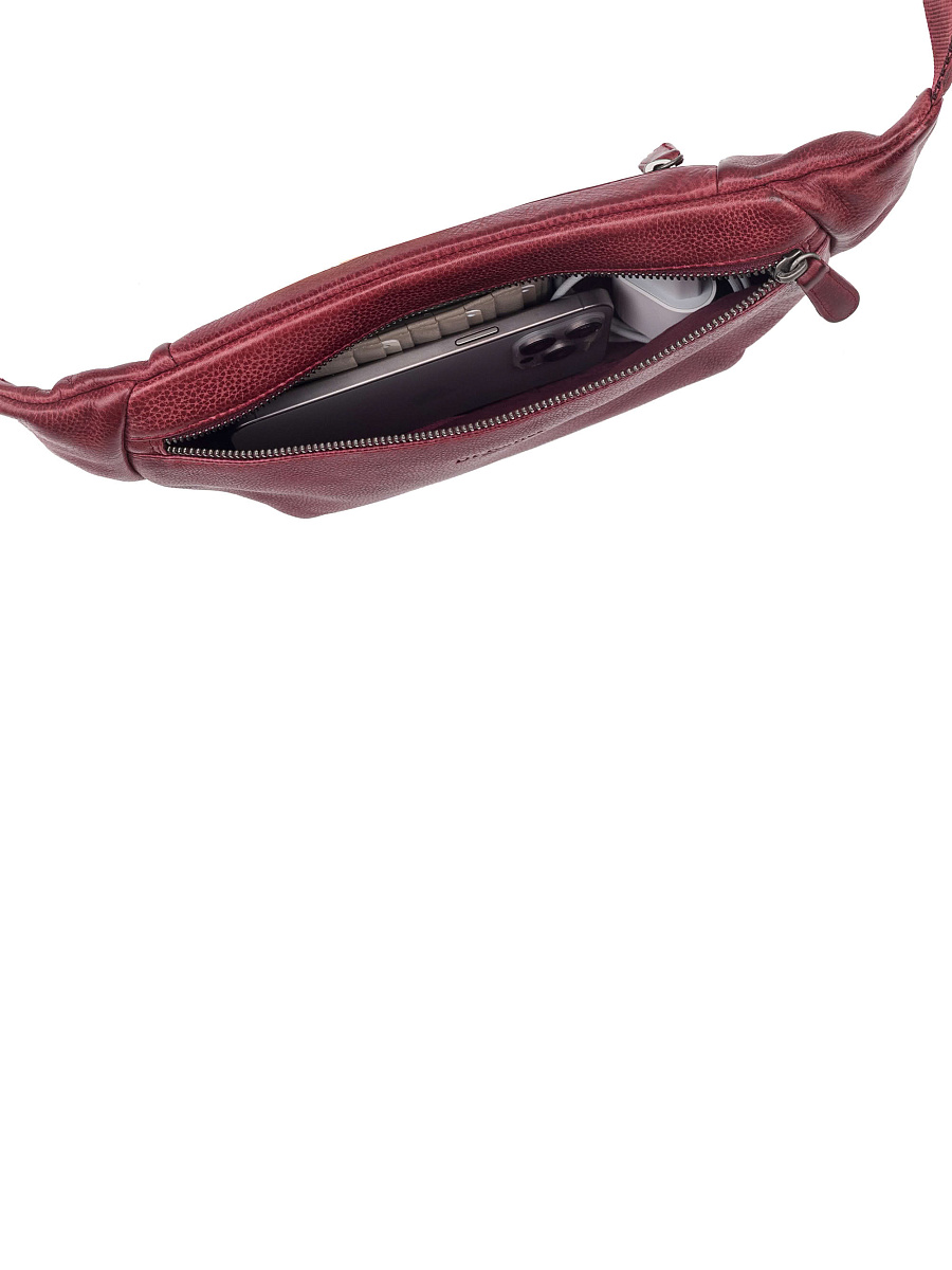 Сумка на пояс Dr. Koffer из натуральной кожи бордовая