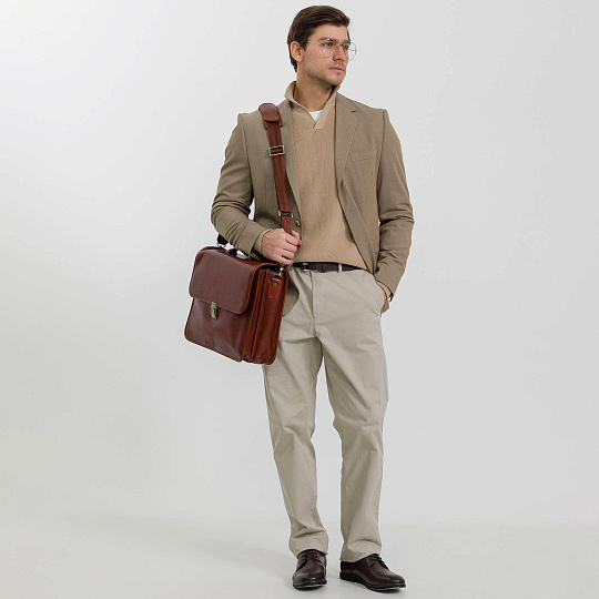 Портфель Dr.Koffer из натуральной кожи светло-коричневый