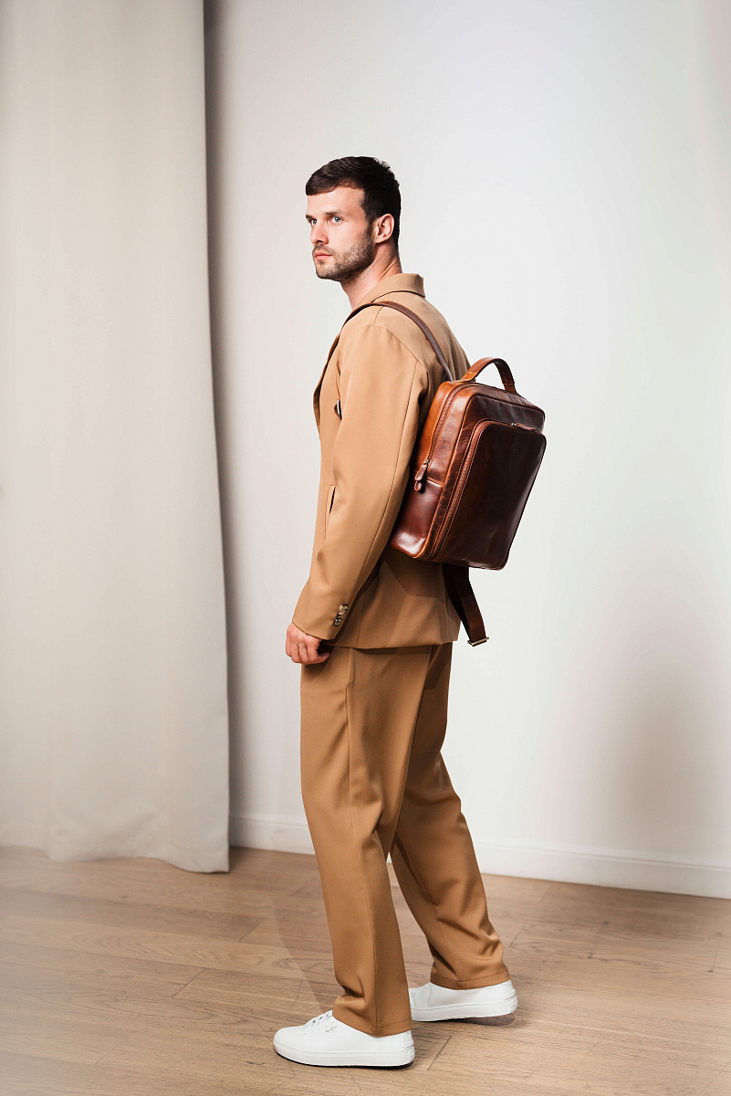 Рюкзак Dr.Koffer из натуральной кожи светло-коричневый