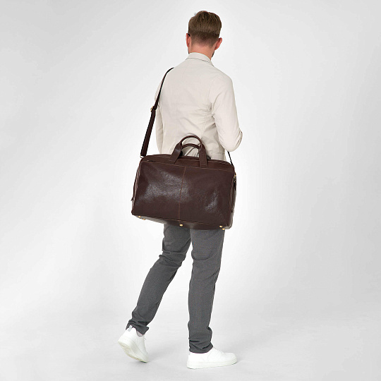 Сумка дорожная Dr.Koffer из натуральной кожи коричневая