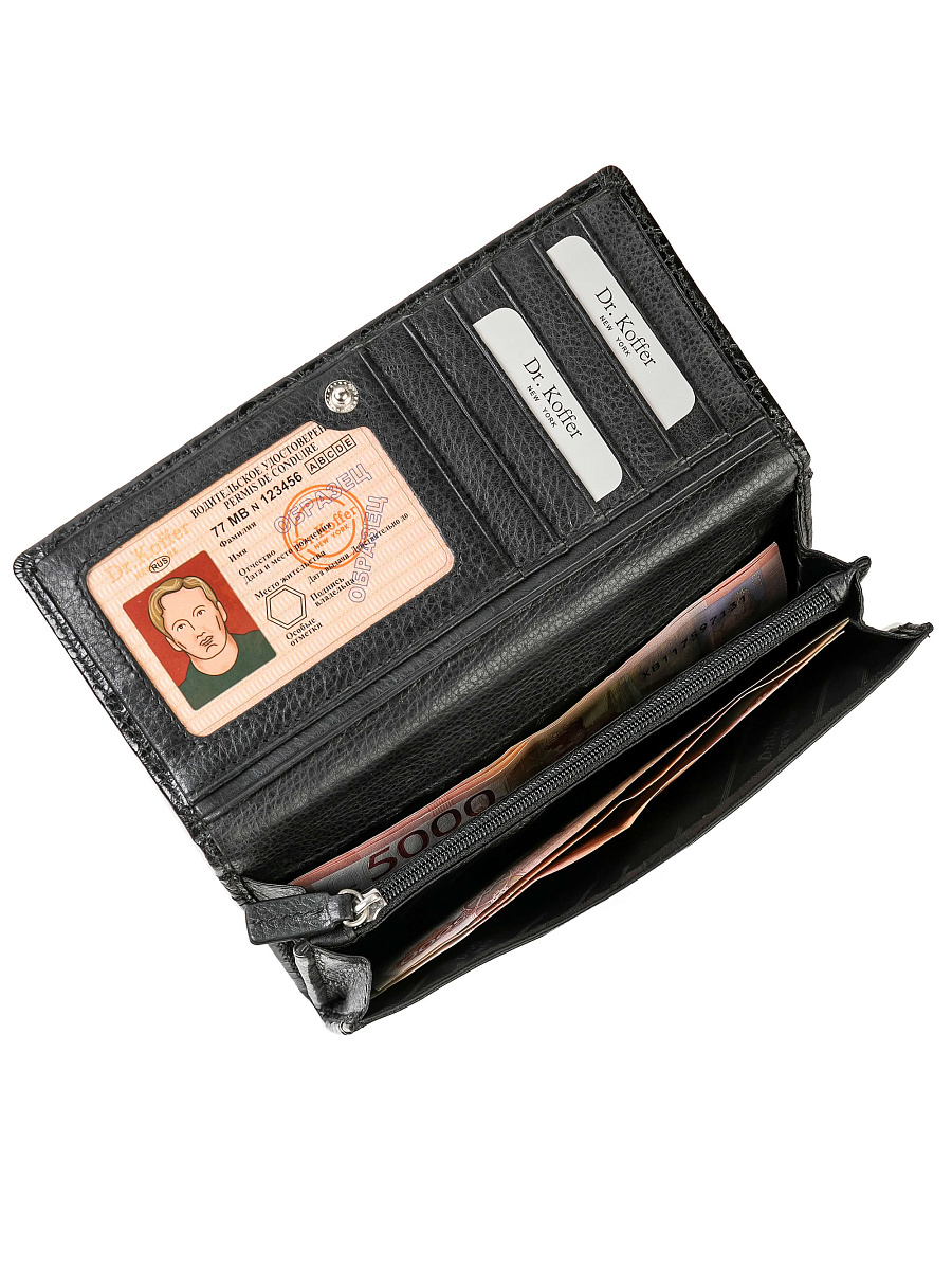 Портмоне Dr.Koffer из натуральной кожи черное