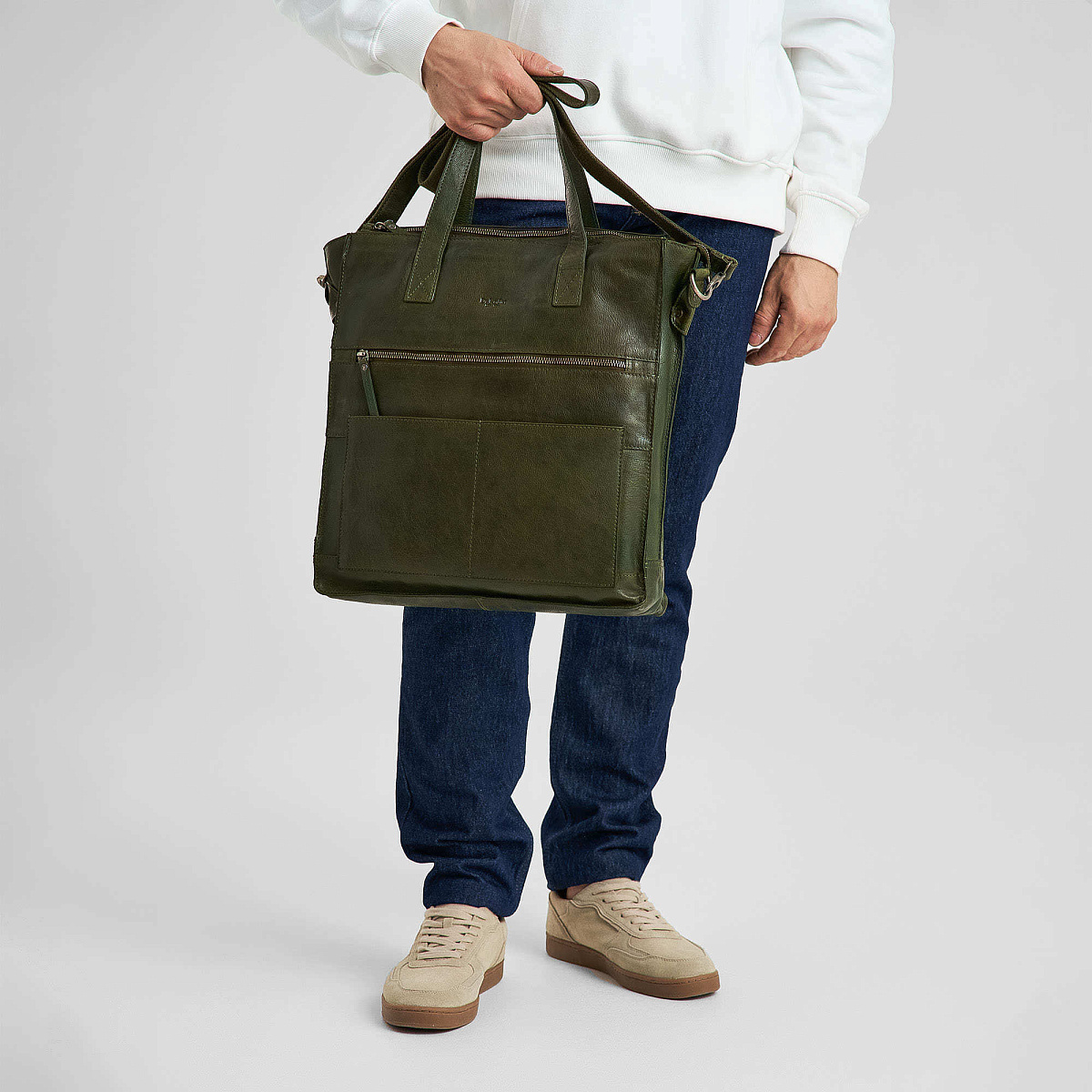 Деловая сумка Dr.Koffer из натуральной кожи зеленая