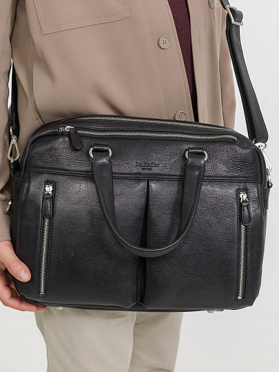 Деловая сумка Dr.Koffer из натуральной кожи черная