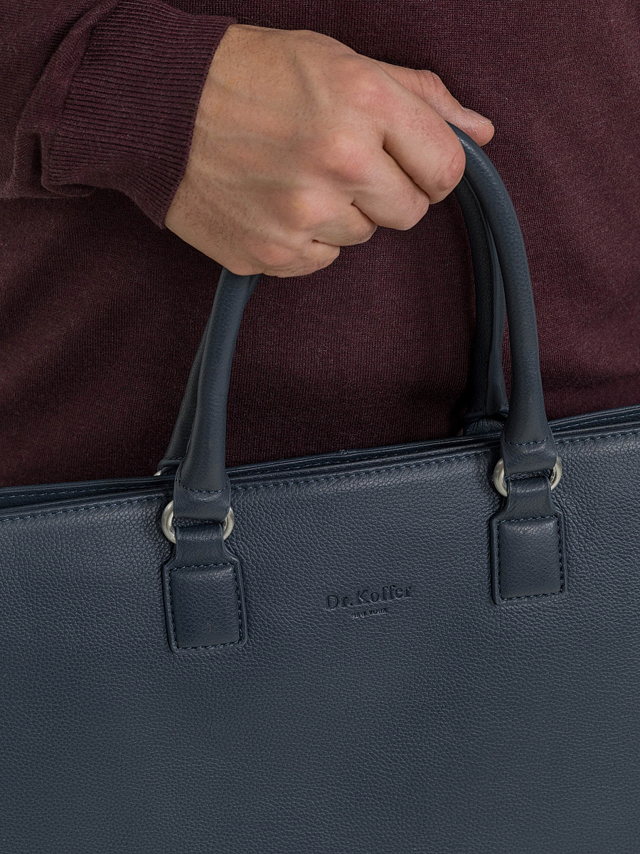 Деловая сумка Dr.Koffer из натуральной кожи синяя