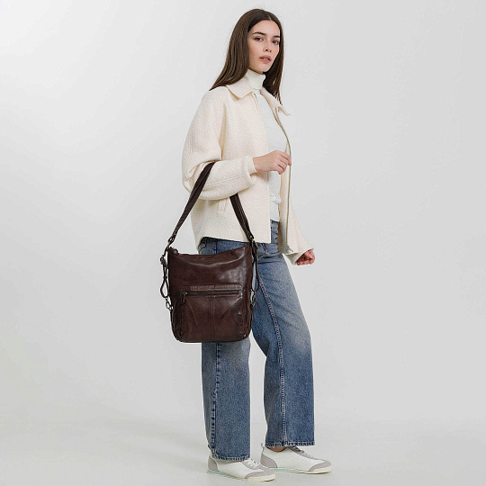 Сумка через плечо Dr.Koffer из натуральной кожи коричневая