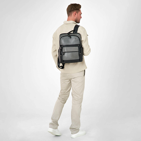 Рюкзак Dr.Koffer из натуральной кожи серый