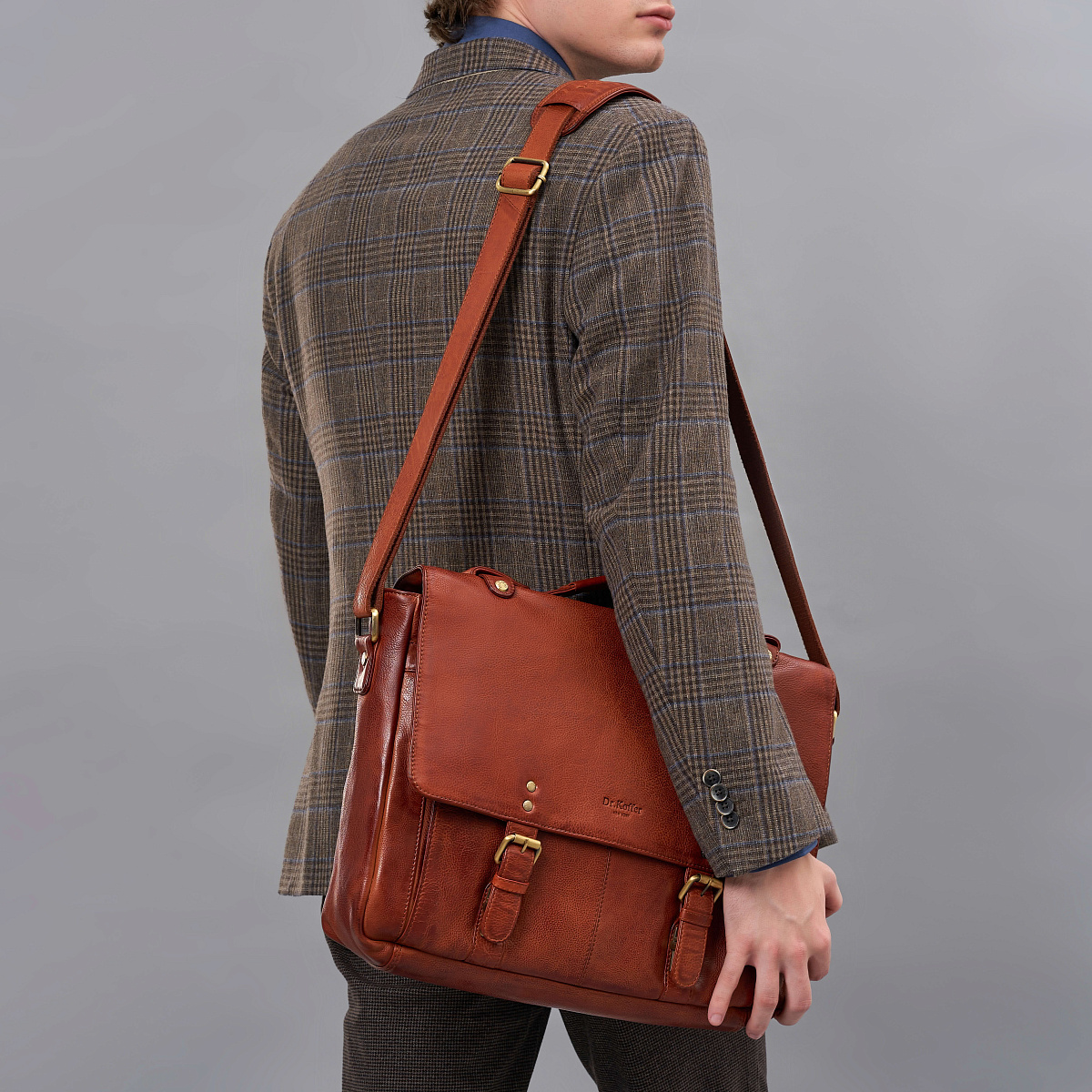 Портфель Dr.Koffer из натуральной кожи светло-коричневый