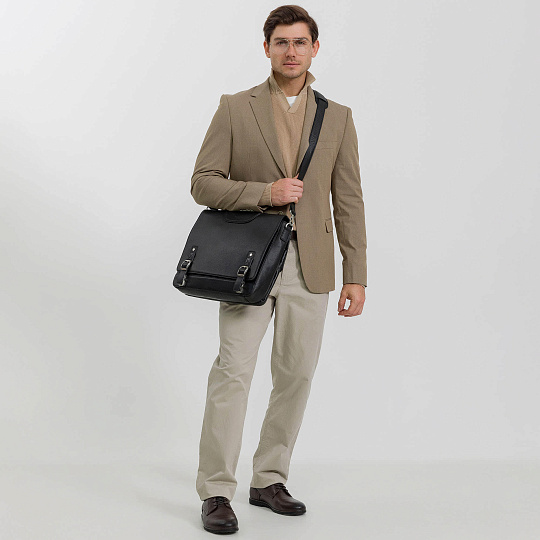 Портфель Dr.Koffer из натуральной кожи черный