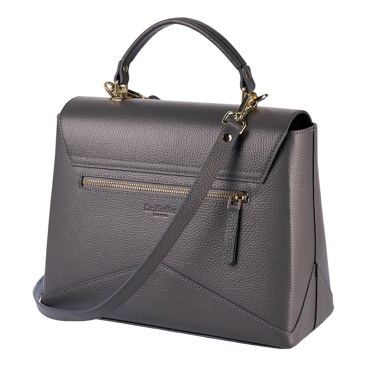 Женская сумка  Dr. Koffer из натуральной кожи серая
