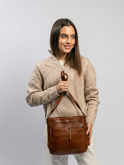 Сумка через плечо Dr.Koffer из натуральной кожи коричневая