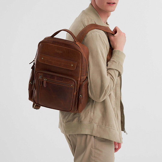 Рюкзак Dr.Koffer из натуральной кожи светло-коричневый