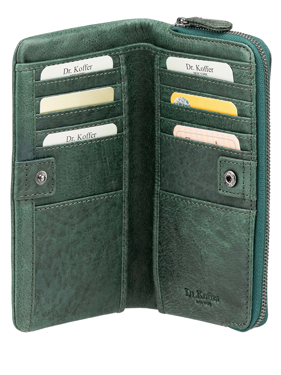 Кошелек Dr.Koffer из натуральной кожи зелёный
