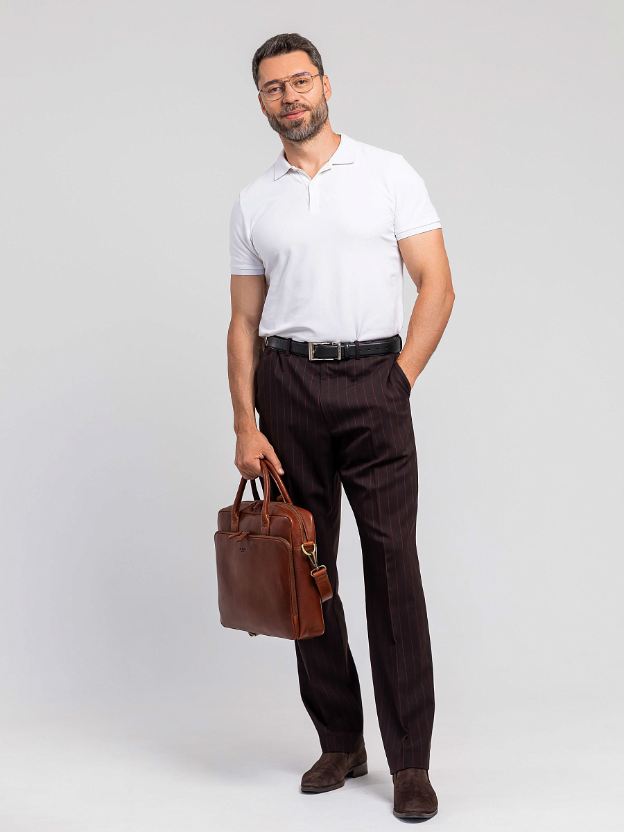 Деловая сумка Dr.Koffer из натуральной кожи коричневая