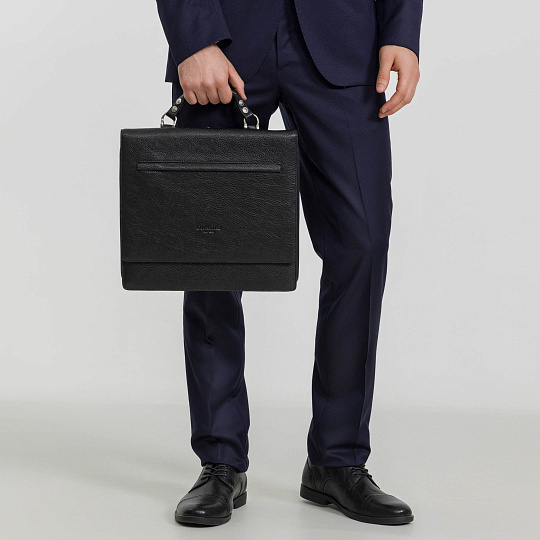 Деловая сумка Dr.Koffer из натуральной кожи черная