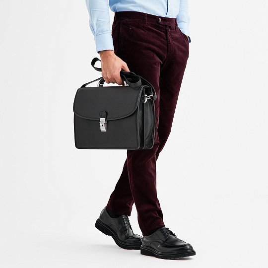 Портфель Dr.Koffer из натуральной кожи черный