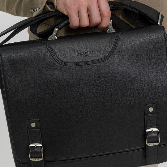 Портфель Dr.Koffer из натуральной кожи черный