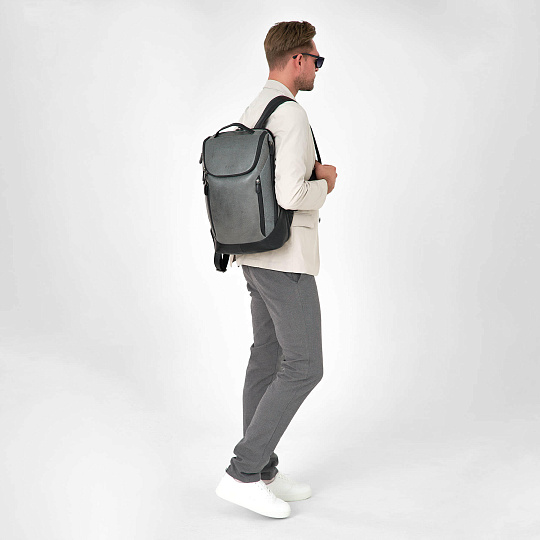 Рюкзак Dr.Koffer из натуральной кожи серый