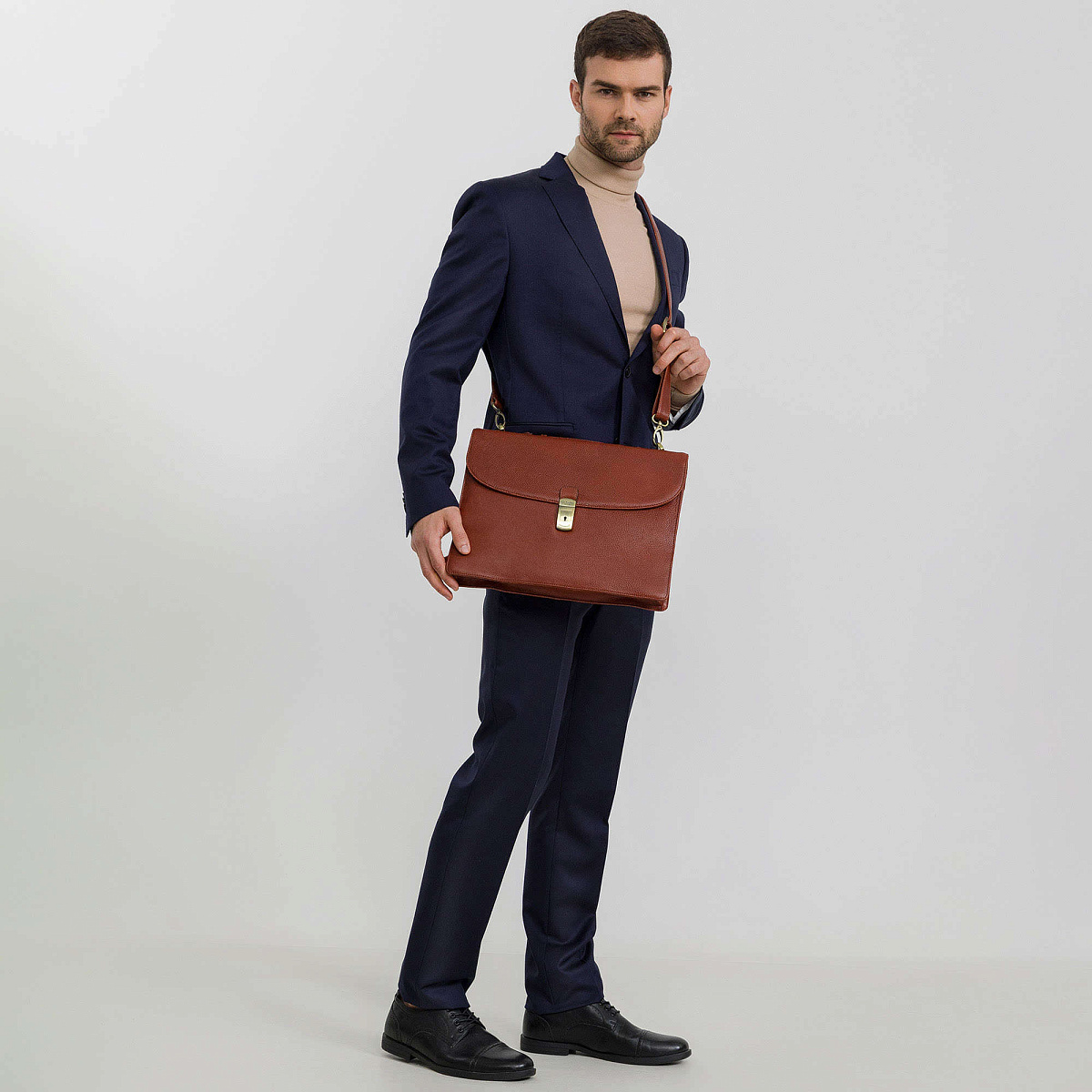 Портфель Dr.Koffer из натуральной кожи светло-коричневый