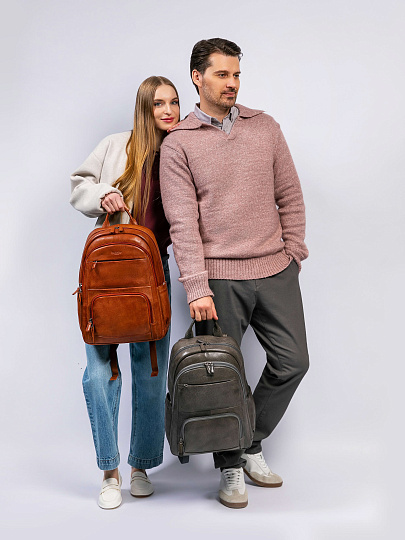 Рюкзак Dr. Koffer из натуральной кожи серый