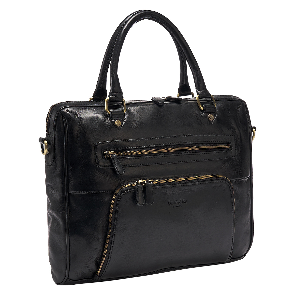 Деловая сумка Dr.Koffer из натуральной кожи черная