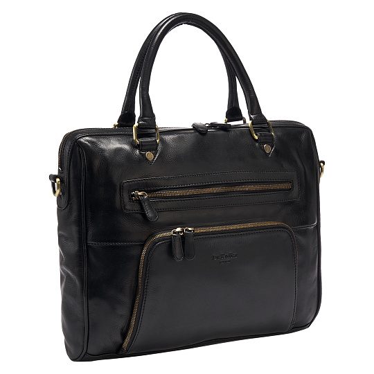 Деловая сумка Dr.Koffer из натуральной кожи черная