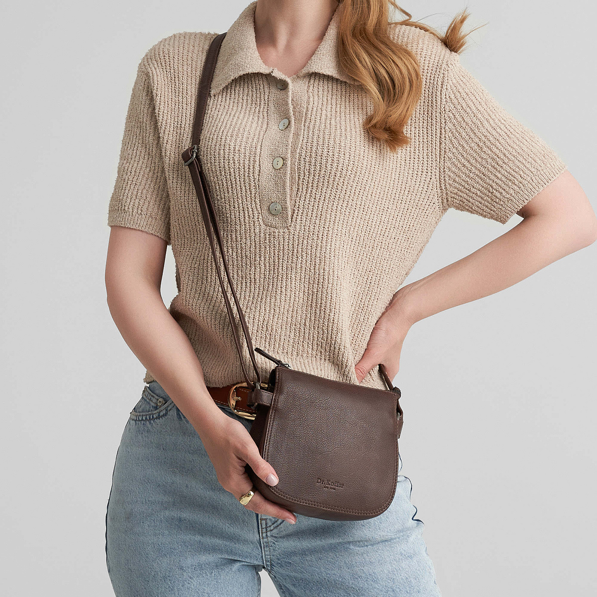 Женская сумка Dr.Koffer из натуральной кожи коричневая