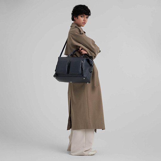 Сумка дорожная Dr.Koffer из натуральной кожи синяя