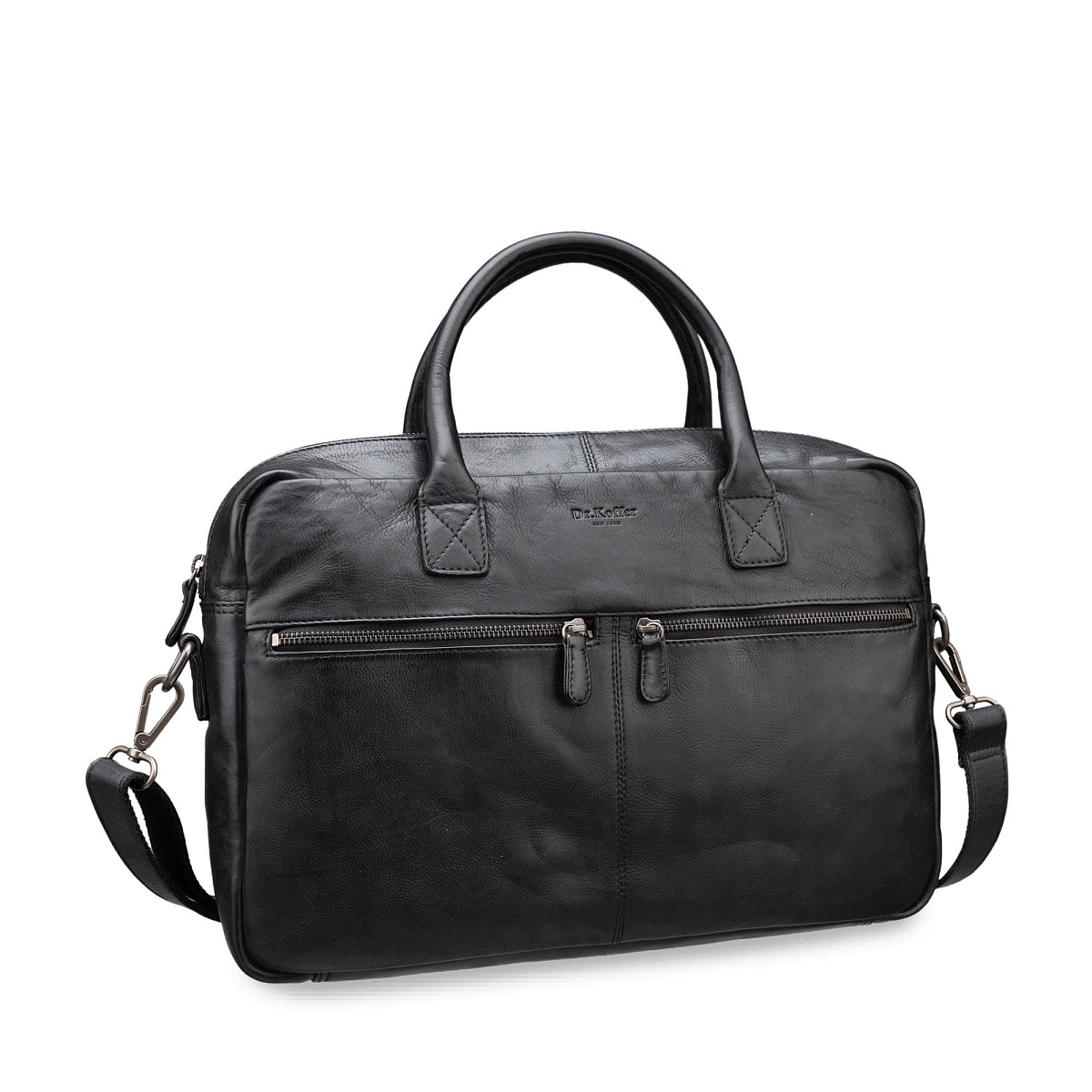 Деловая сумка Dr.Koffer из натуральной кожи черная