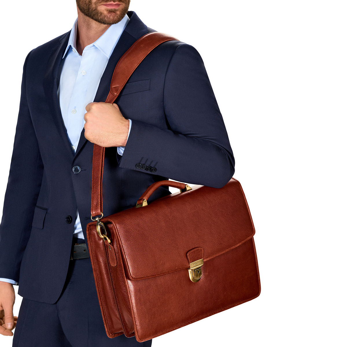 Портфель Dr.Koffer из натуральной кожи светло-коричневый