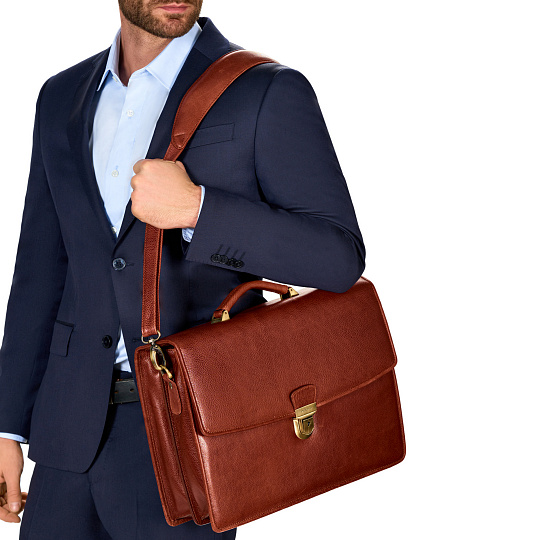 Портфель Dr.Koffer из натуральной кожи светло-коричневый