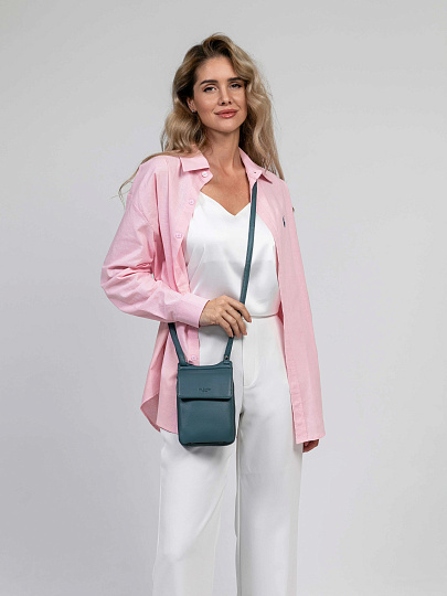 Сумка через плечо Dr.Koffer из натуральной кожи голубая