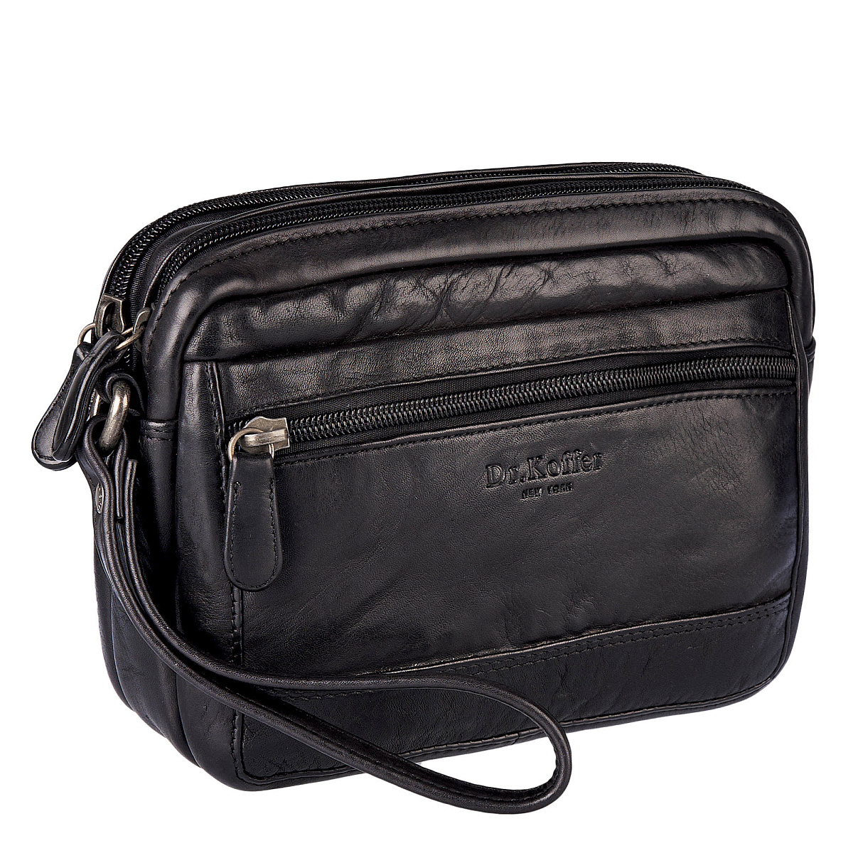 Сумка барсетка из натуральной кожи Dr. Koffer черная