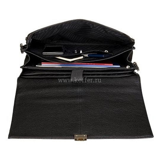 Стильный мужской портфель из зернистой кожи (черного цвета) Dr.Koffer B216180-02-04