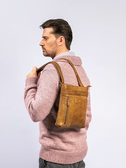 Сумка через плечо Dr. Koffer из натуральной кожи коричневая