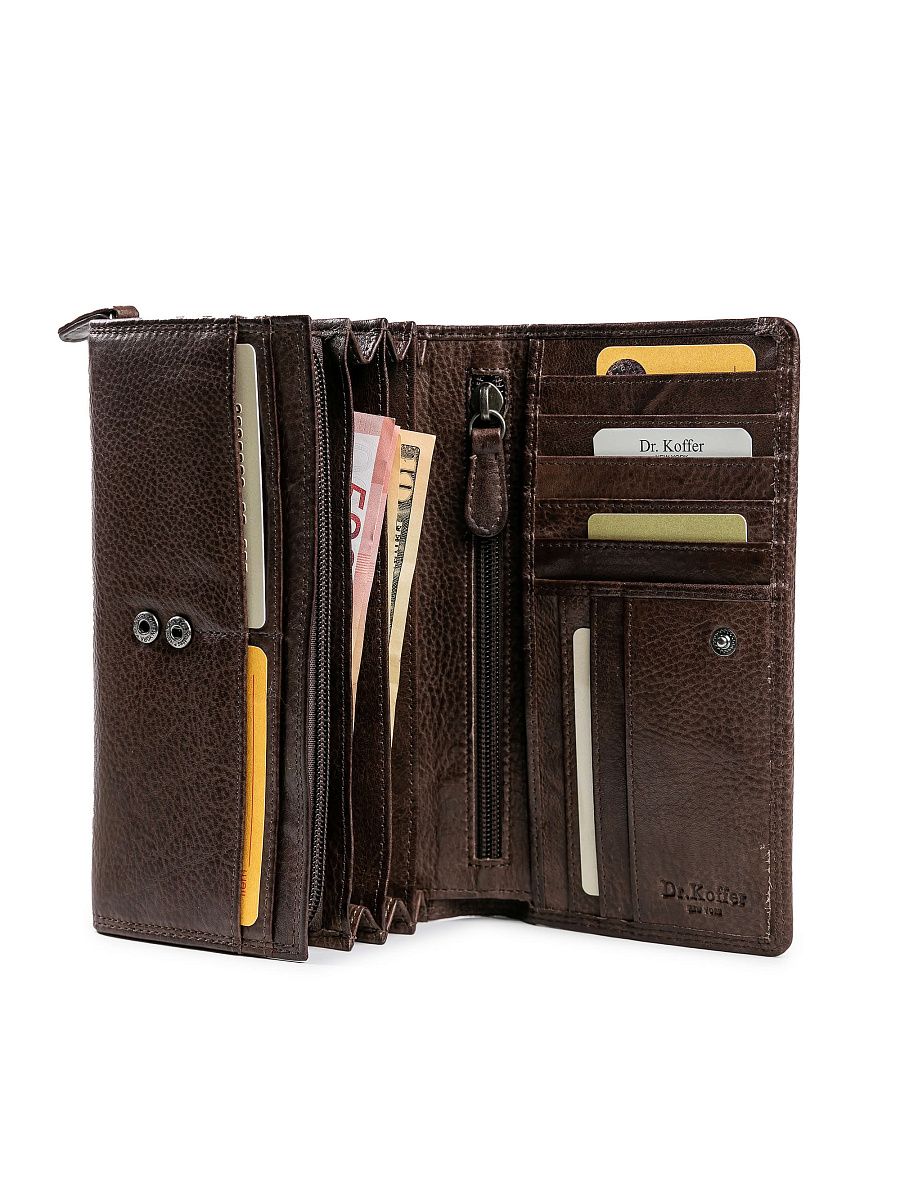 Портмоне Dr.Koffer из натуральной кожи коричневое