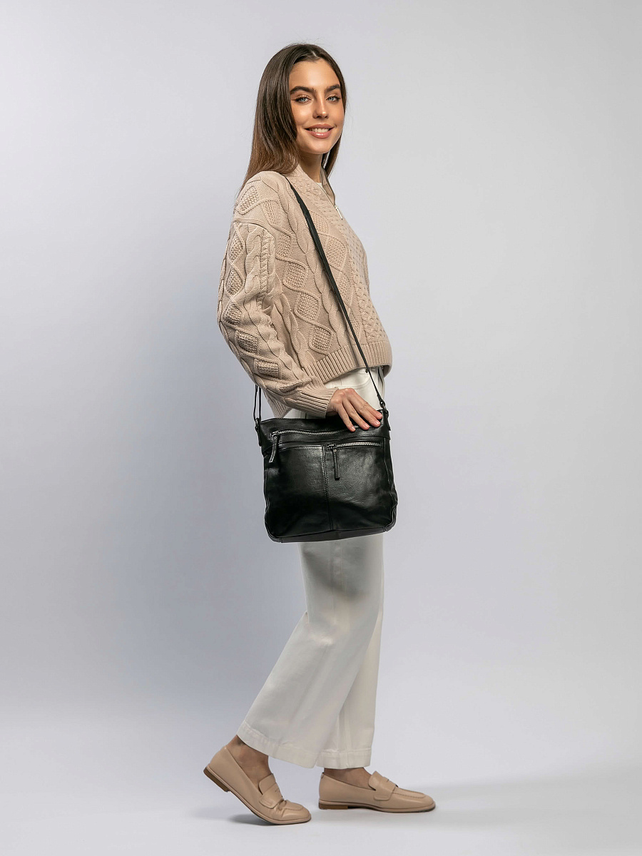 Сумка через плечо Dr.Koffer из натуральной кожи черная