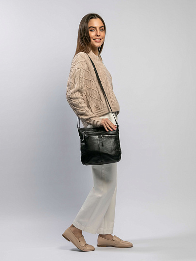 Сумка через плечо Dr.Koffer из натуральной кожи черная