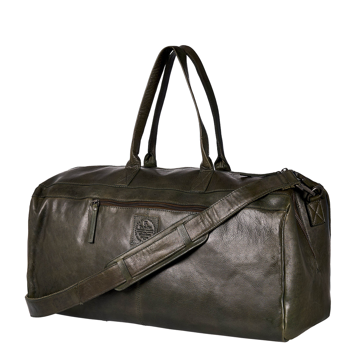 Зеленая мужская дорожная сумка из натуральной кожи Dr. Koffer