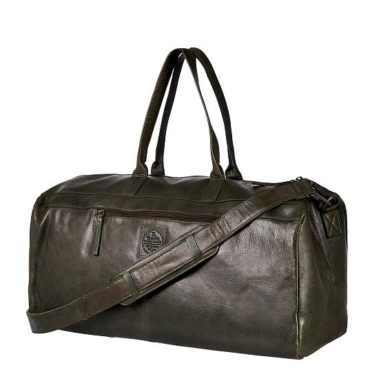 Зеленая мужская дорожная сумка из натуральной кожи Dr. Koffer