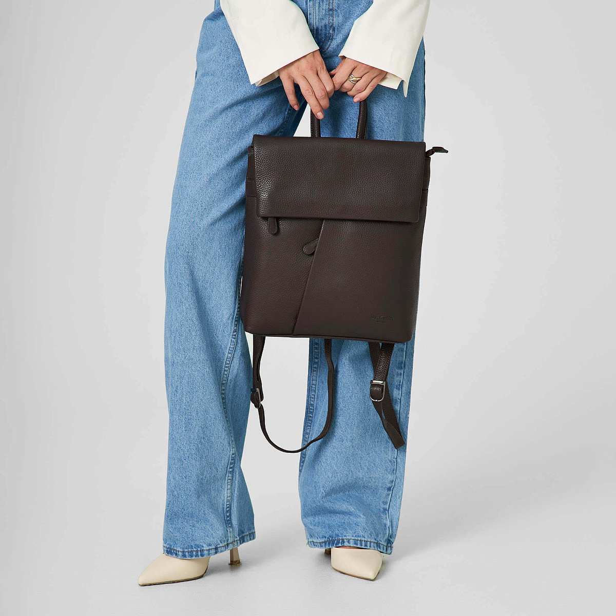 Рюкзак Dr.Koffer из натуральной кожи темно-коричневый