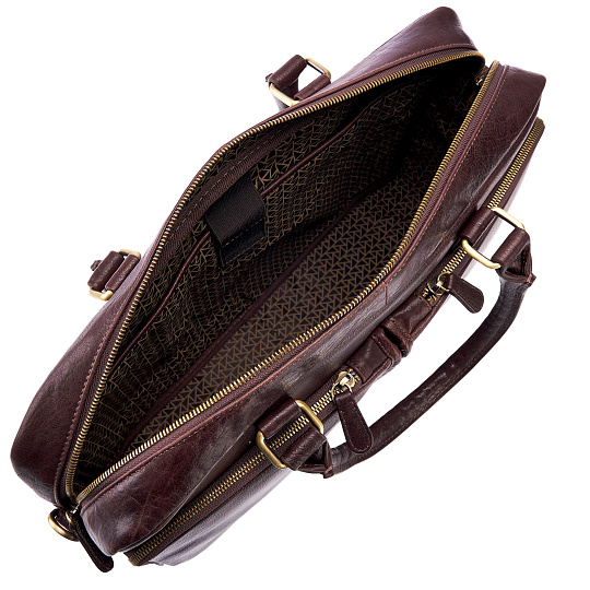 Деловая сумка Dr.Koffer из натуральной кожи темно-коричневая