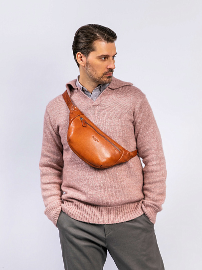 Сумка на пояс Dr. Koffer из натуральной кожи коричневая