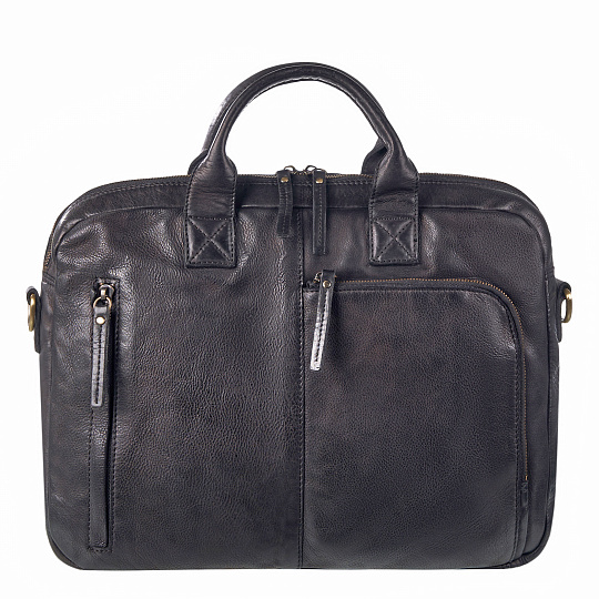 Деловая сумка Dr.Koffer из натуральной кожи черная