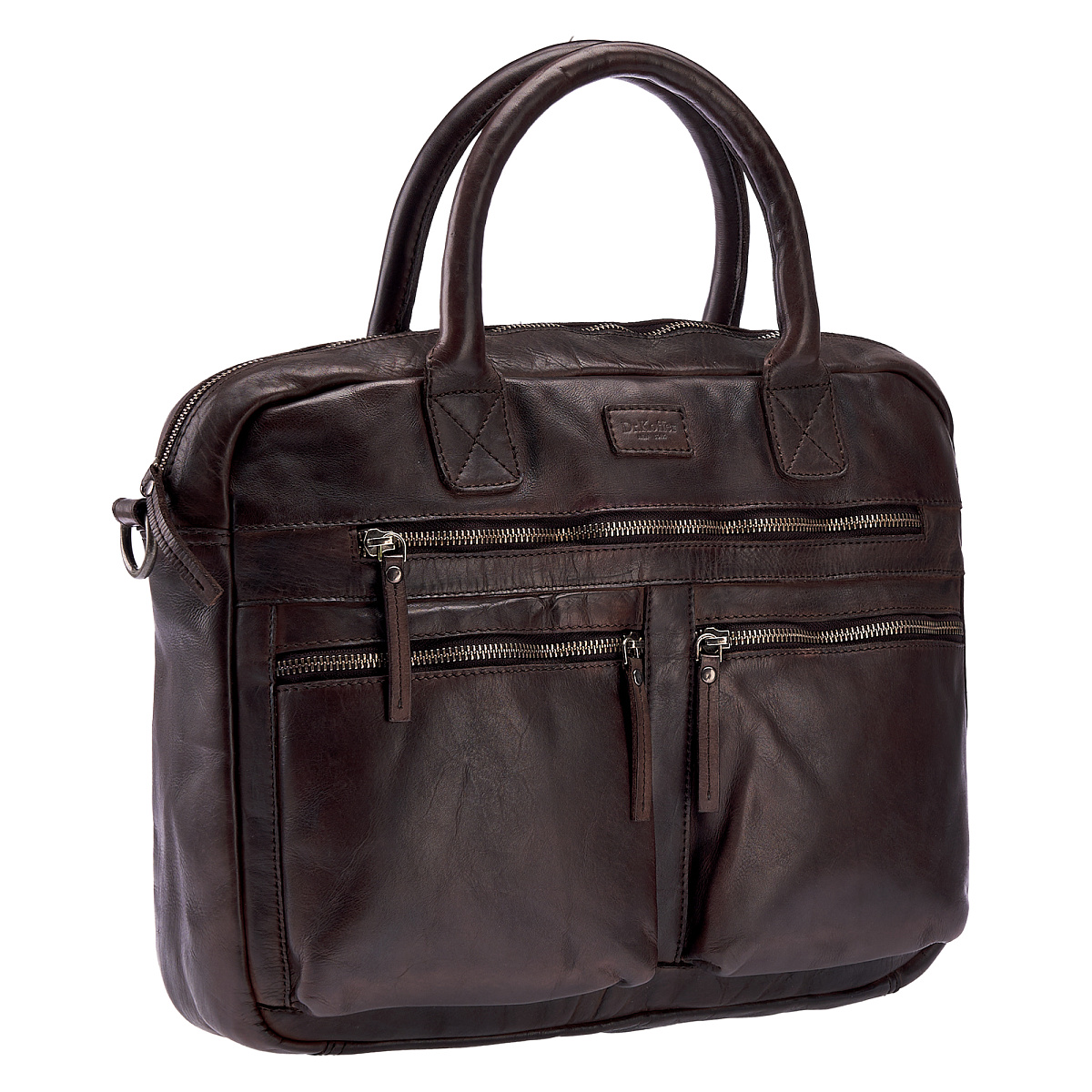 Деловая сумка Dr.Koffer из натуральной кожи темно-коричневая