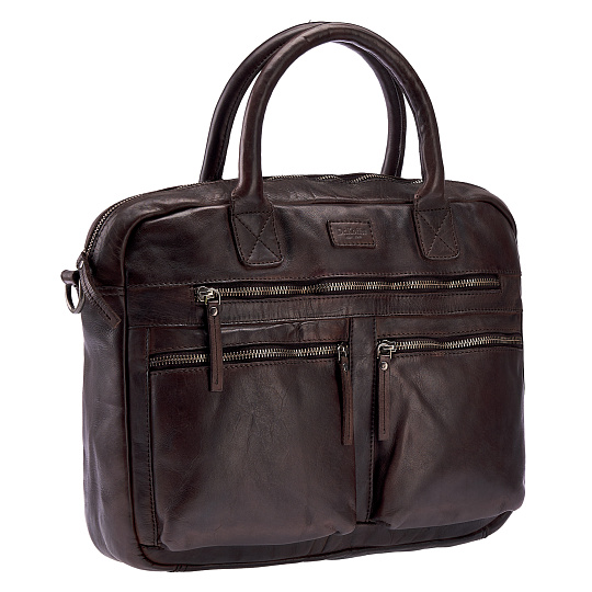 Деловая сумка Dr.Koffer из натуральной кожи темно-коричневая